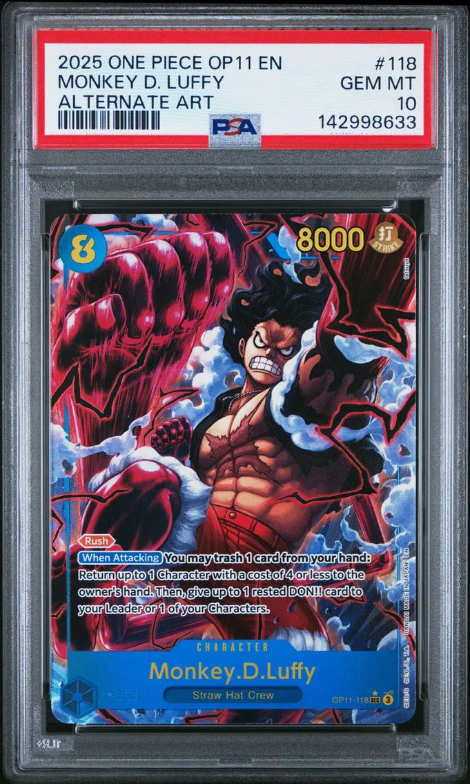 2025 #118 Monkey D. Luffy PSA 10 One Piece OP11-A Fist of Divine Speed