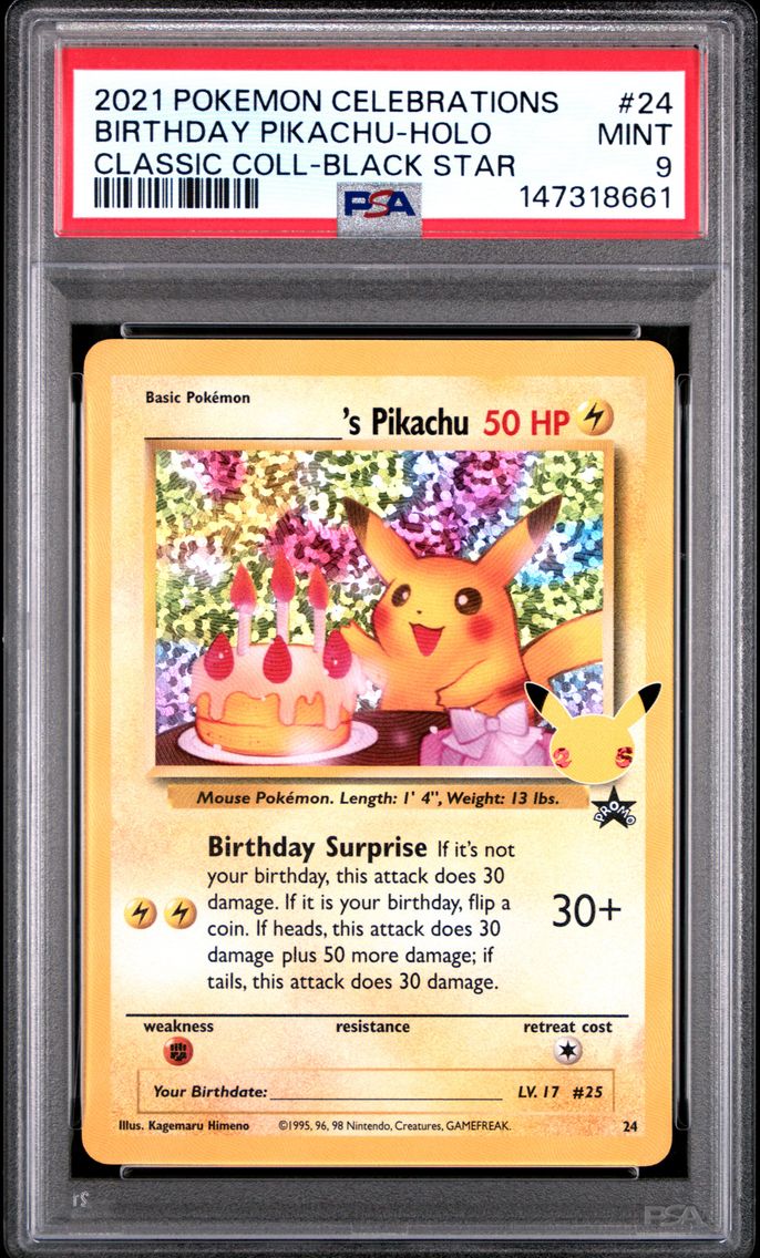 2021 #24 Birthday Pikachu-Holo PSA 9 Celebrations Classic Collection Pokemon