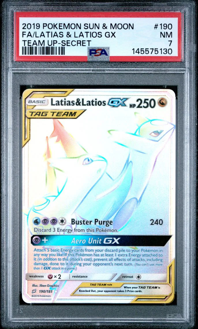 2019 #190 Full Art/Latias & Latios GX PSA 7 Sun & Moon Team Up