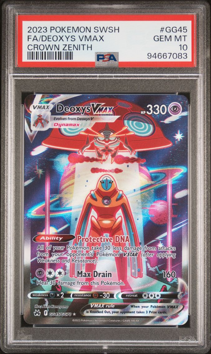 2023 #GG45 Full Art/Deoxys Vmax PSA 10 Sword and Shield Crown Zenith