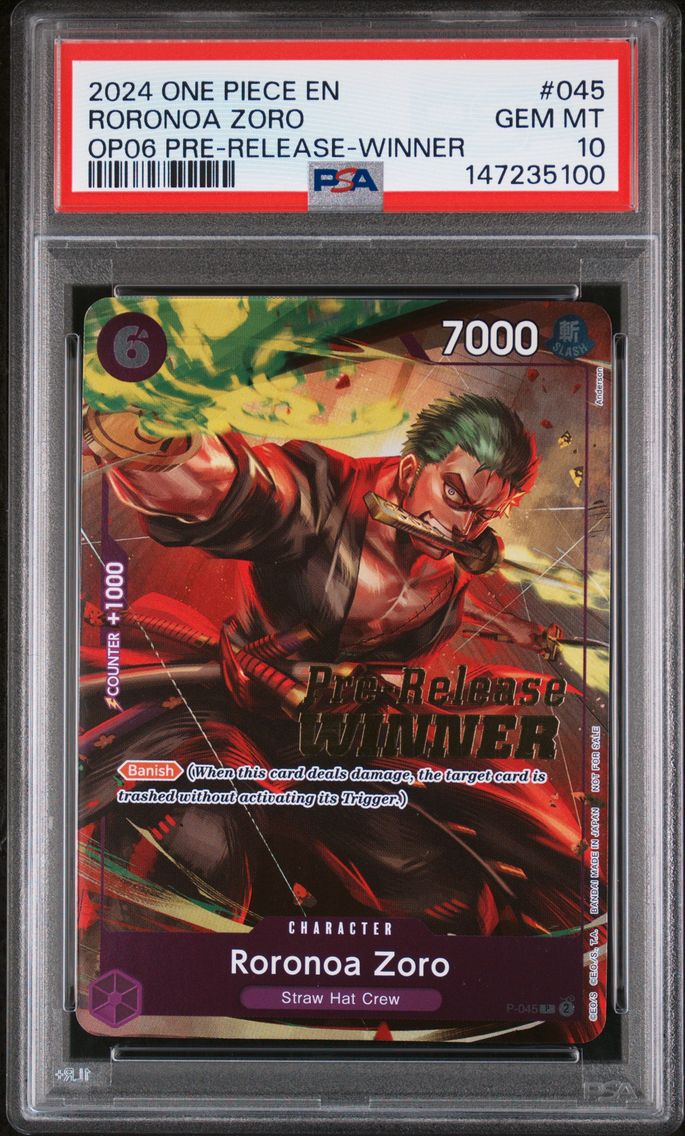 2024 #045 Roronoa Zoro Wings of the Captain Pre-Release-Winner PSA 10 Promos One Piece