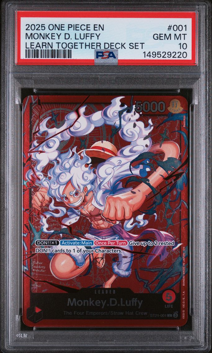 2025 #001 Monkey D. Luffy PSA 10 One Piece Learn Together Deck Set