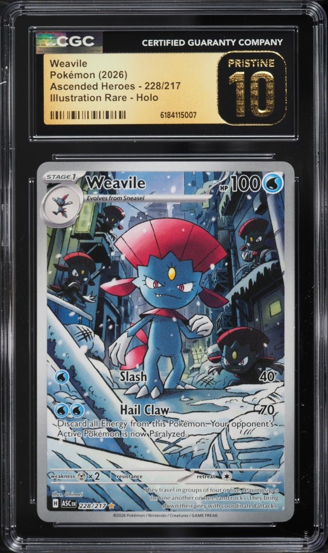 2026 #228 Weavile CGC 10 Pokemon Mega Evolution Ascended Heroes IR