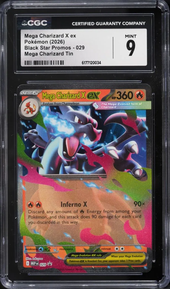 2026 Pokemon Mega Evolution Promo Tin Mega Charizard X Ex #29 CGC 9 MINT