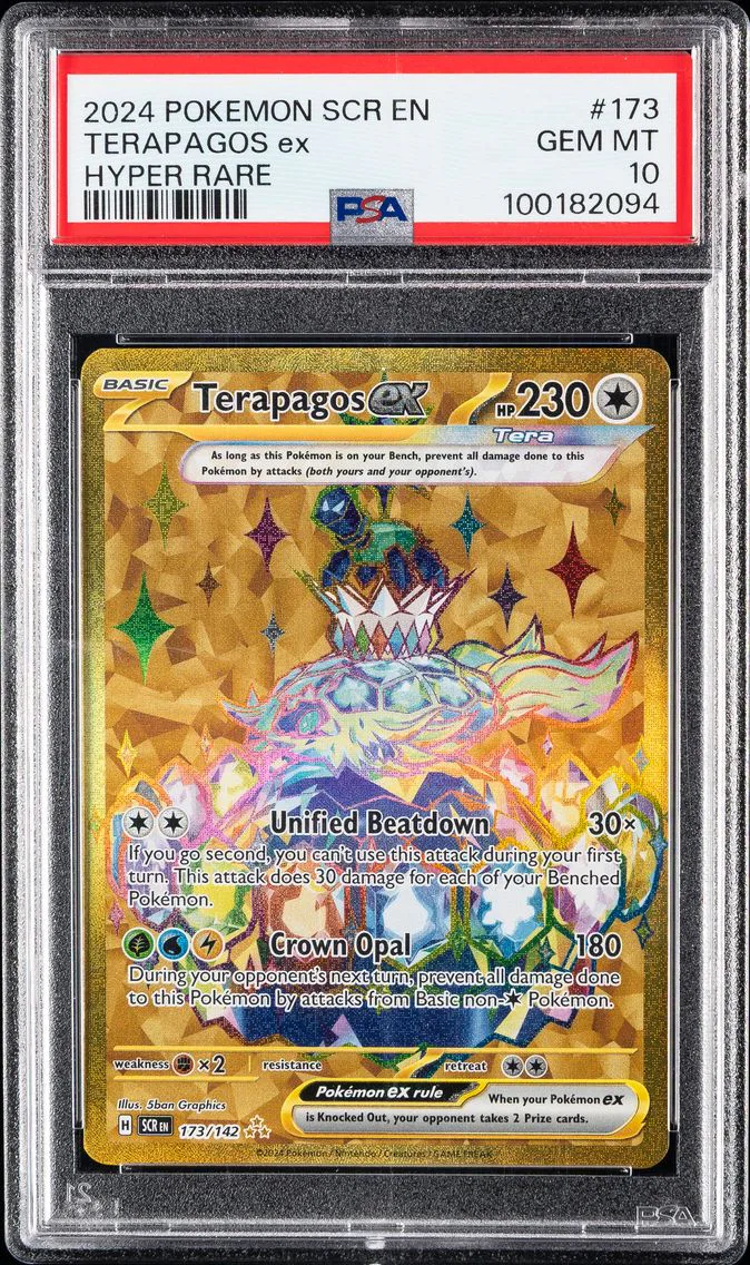 2024 #173 Terapagos EX PSA 10 Scr EN-Stellar Crown Pokemon