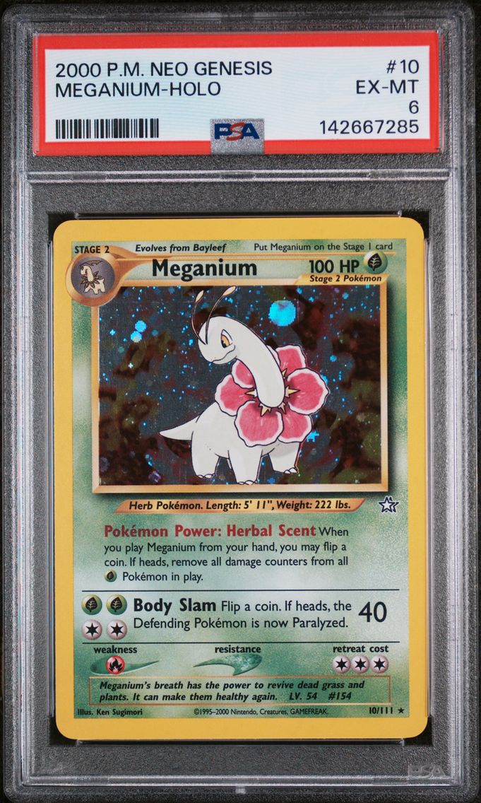 2000 #10 Meganium-Holo PSA 6 Neo Genesis Pokemon