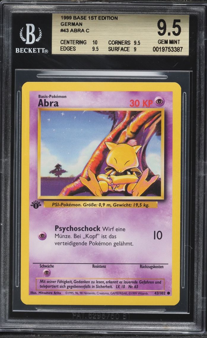 1999 #43 Abra BGS 9.5 Pokemon German Base Set 1st Edition