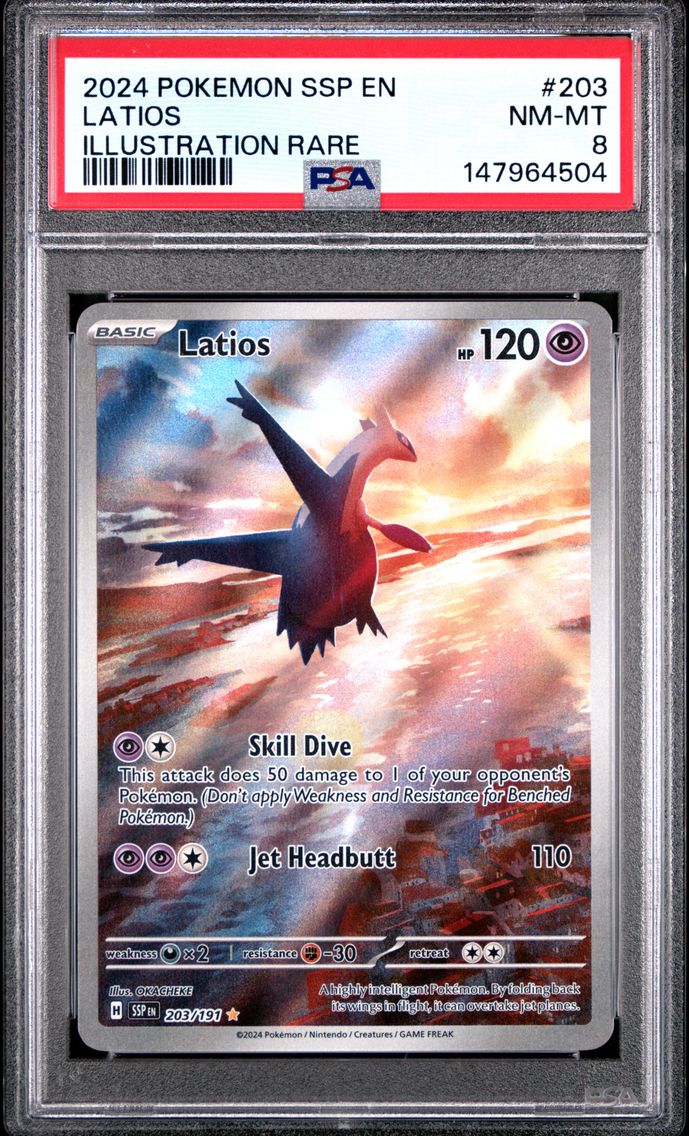 2024 #203 Latios PSA 8 Ssp EN-Surging Sparks Pokemon
