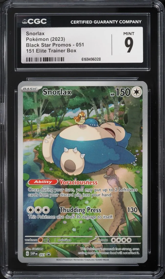 2023 Pokemon Scarlet & Violet Black Star Promo 151 ETB Full Art Snorlax #51 CGC 9 MINT