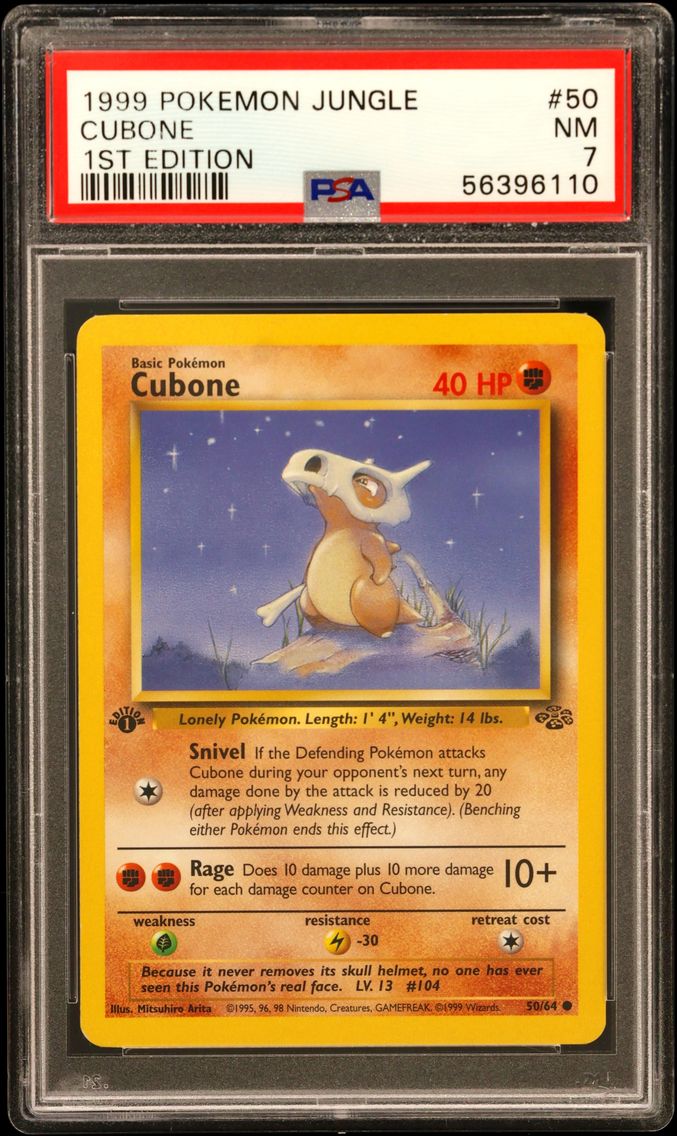1999 #50 Cubone 1st Edition PSA 7 Jungle