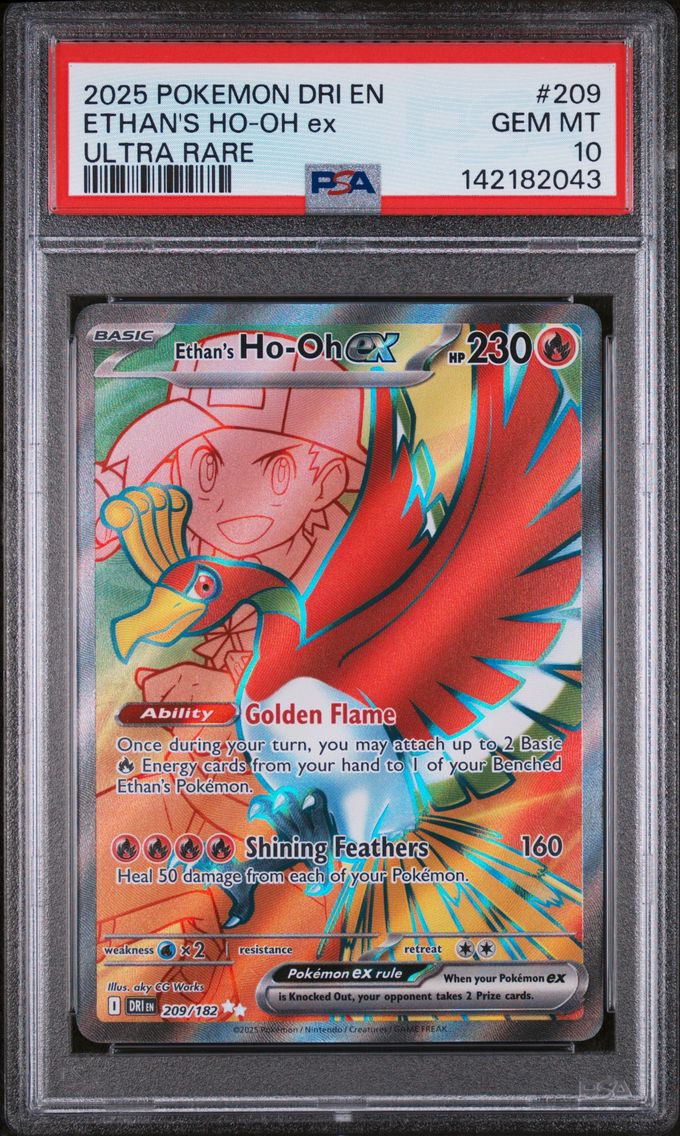 2025 #209 Ethan's HO-Oh EX PSA 10 Dri EN-Destined Rivals