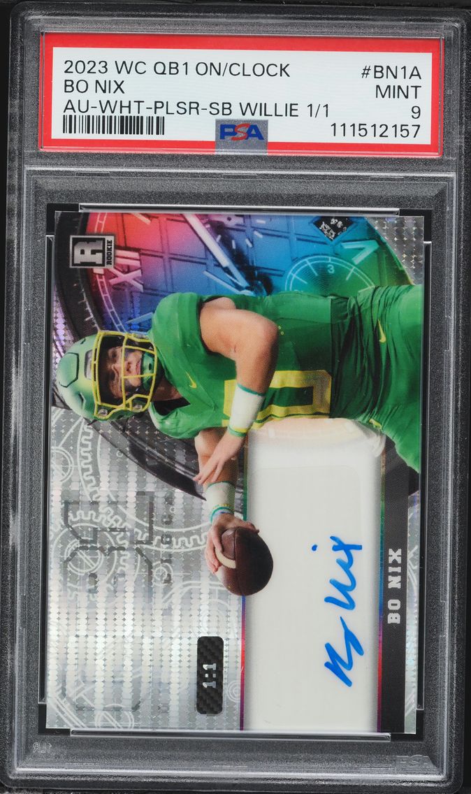 2023 #BN1A Bo Nix PSA 9 Wild Card QB1 on the Clock Autographs Football