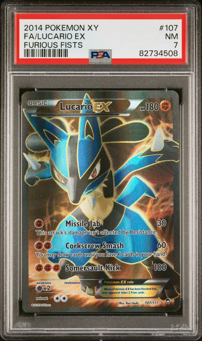 2014 #107 Full Art/Lucario EX PSA 7 XY Furious Fists