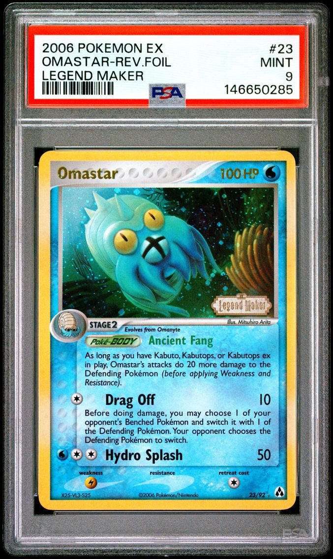 2006 #23 Omastar-Reverse Foil PSA 9 EX Legend Maker