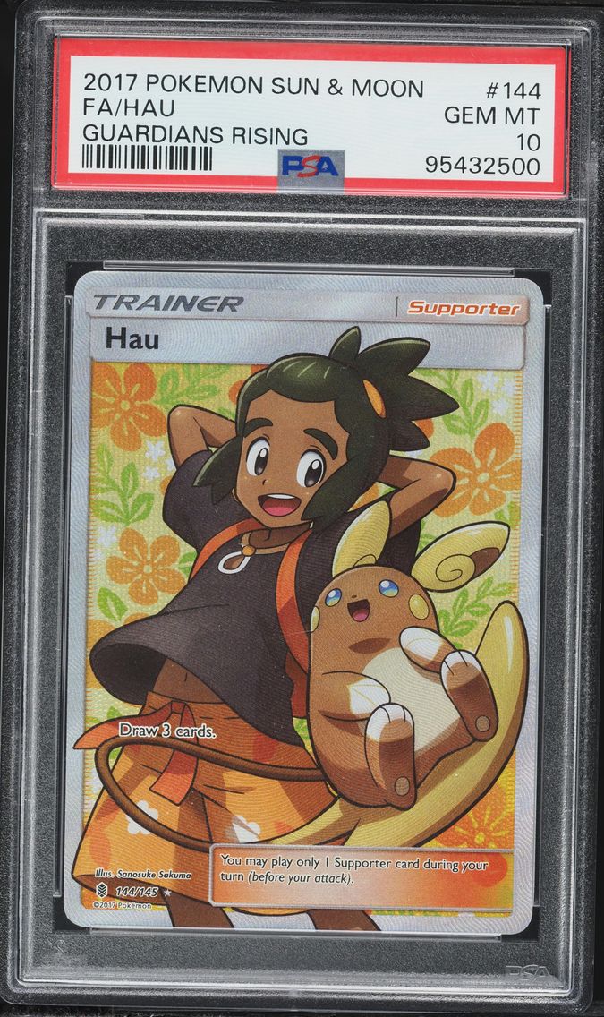 2017 #144 Full Art/Hau PSA 10 Sun & Moon Guardians Rising Pokemon