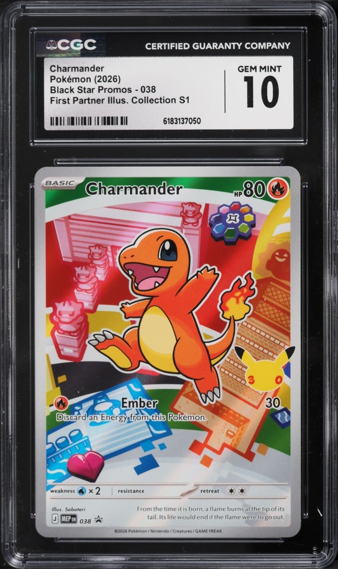 2026 Pokemon Mega Promo First Partner Illustration S1 Full Art Charmander #38 CGC 10 GEM MINT