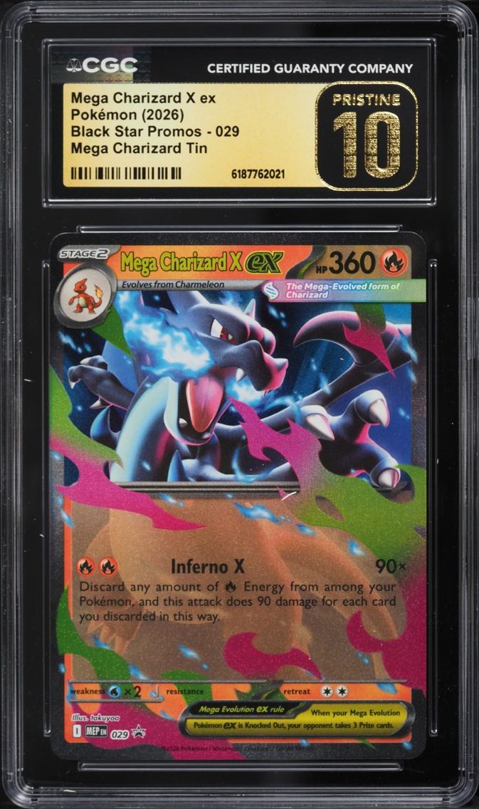 2026 #29 Mega Charizard X Ex CGC 10 Pokemon Mega Evolution Promo Tin