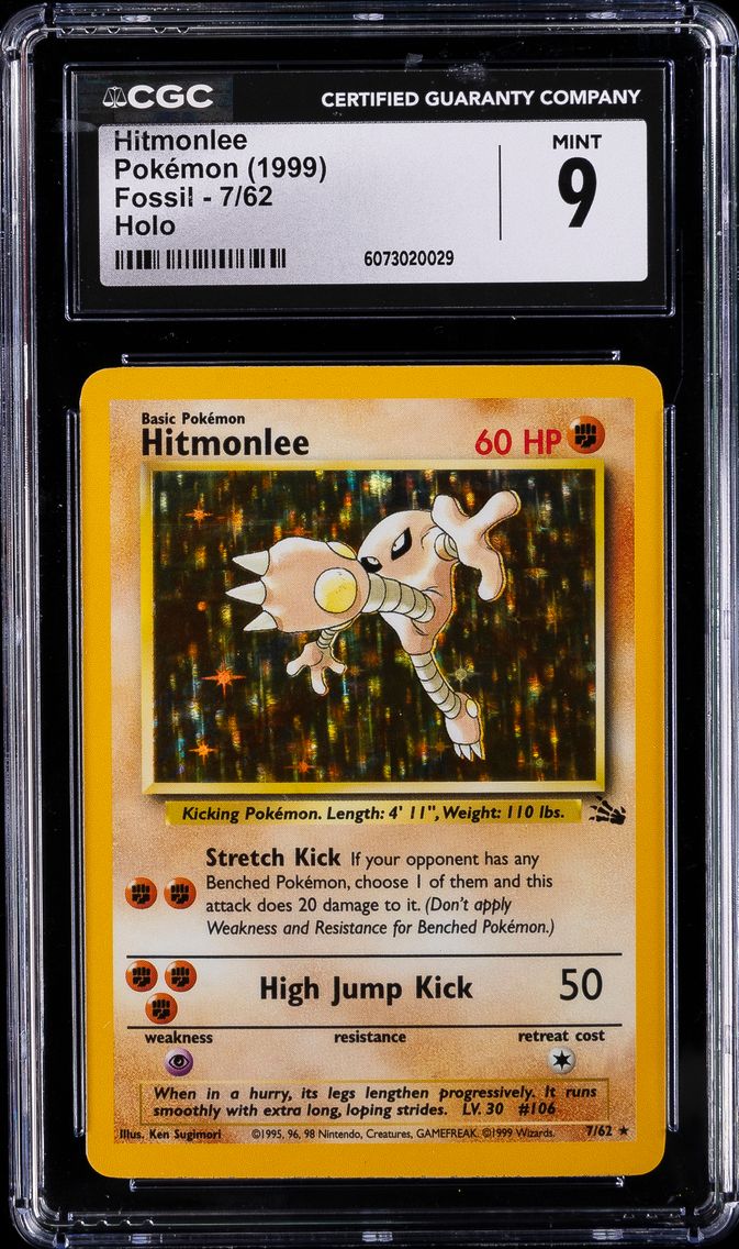 1999 #7 Hitmonlee-Holo CGC 9 Fossil Pokemon