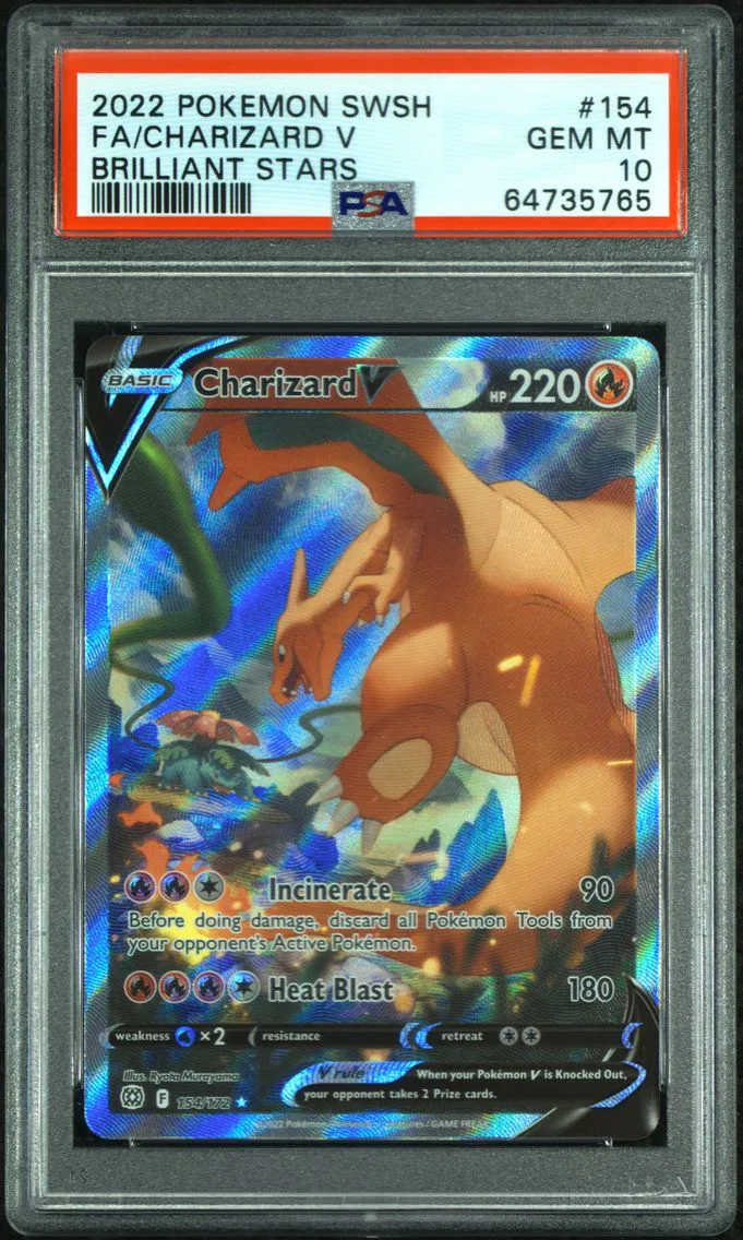 2022 #154 Full Art/Charizard V PSA 10 Sword & Shield Brilliant Stars Pokemon