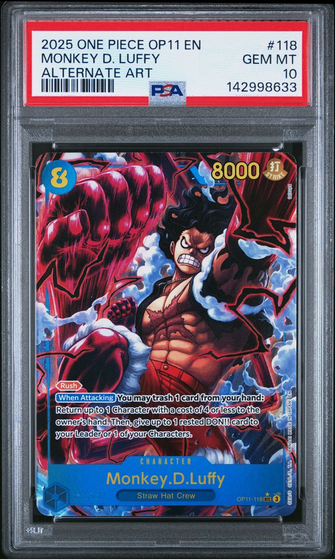 2025 #118 Monkey D. Luffy PSA 10 One Piece OP11-A Fist of Divine Speed