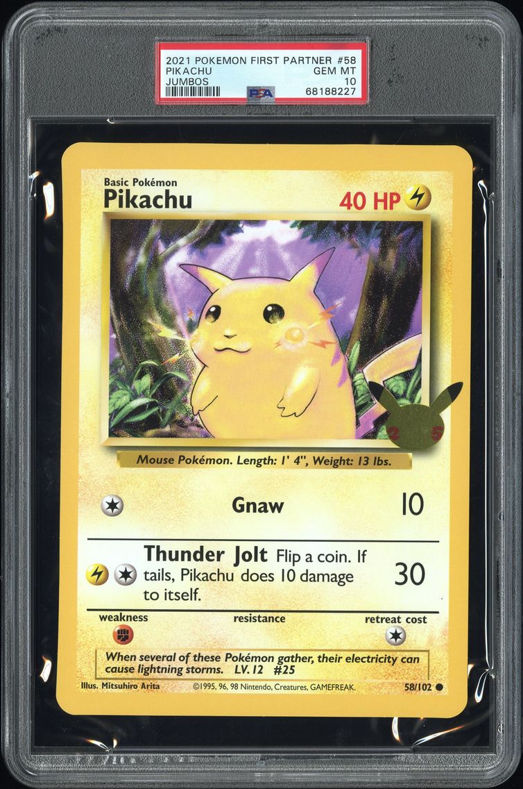 2021 #58 Pikachu PSA 10 First Partner Jumbos Pokemon