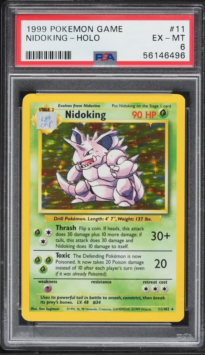 1999 Pokemon Base Set Holo Nidoking #11 PSA 6 EXMT