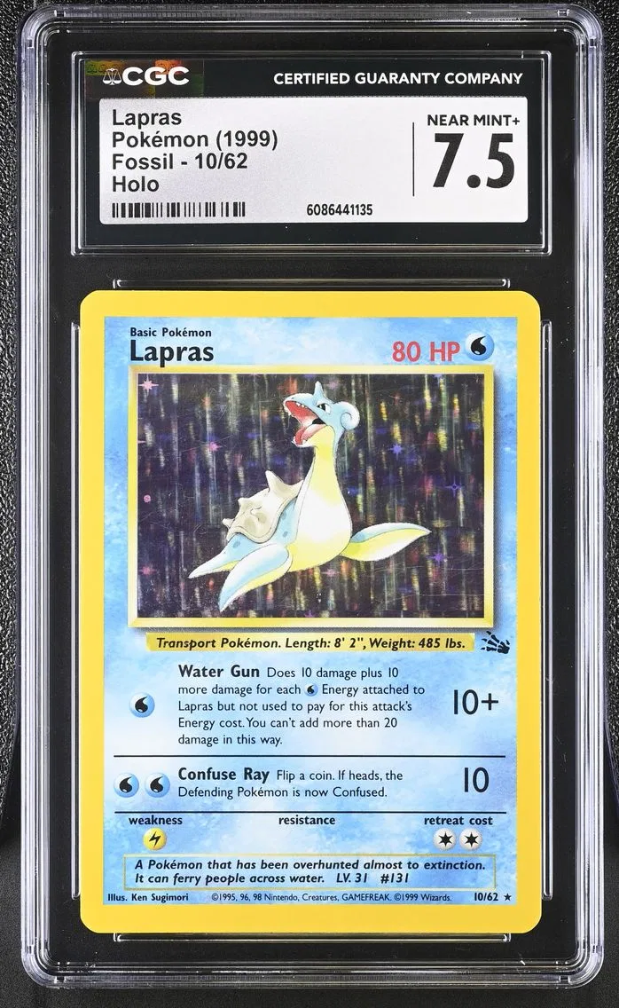 1999 #10 Lapras CGC 7.5 Fossil - Unlimited - English