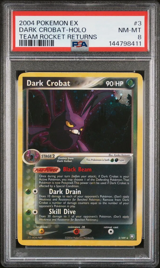2004 #3 Dark Crobat-Holo PSA 8 EX Team Rocket Returns