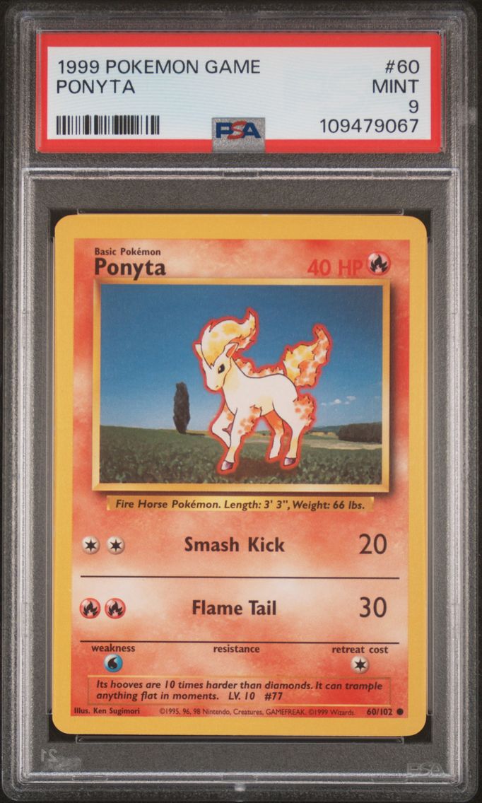 1999 #60 Ponyta PSA 9 Base Pokemon Game Pokemon