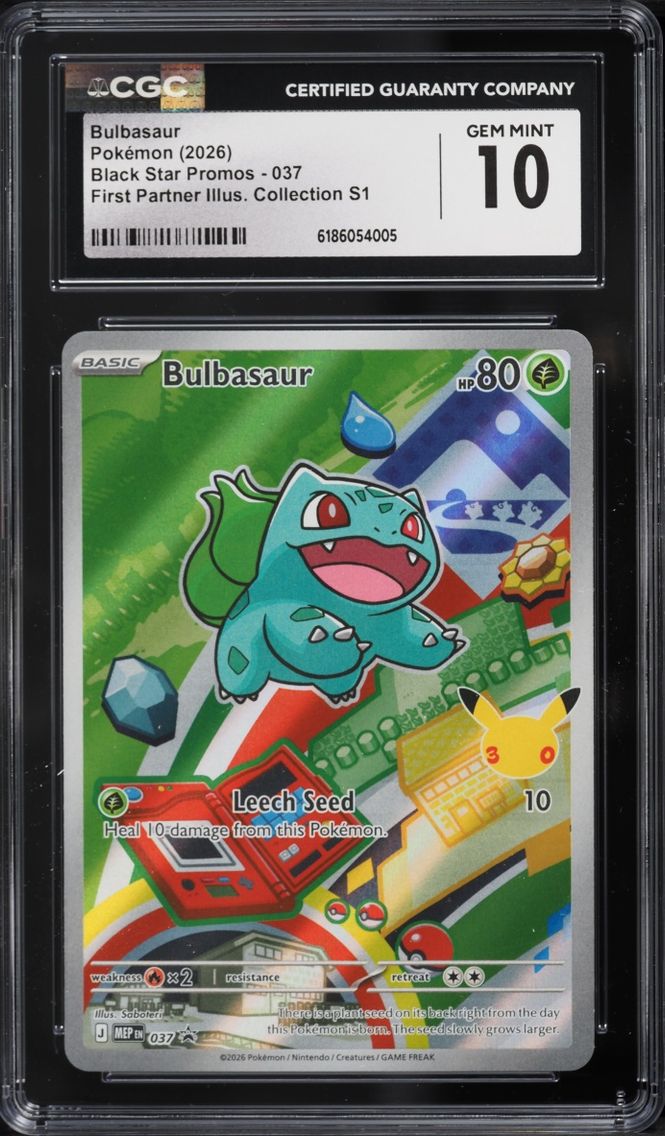2026 Pokemon Mega Promo First Partner Illustration S1 Full Art Bulbasaur #37 CGC 10 GEM MINT
