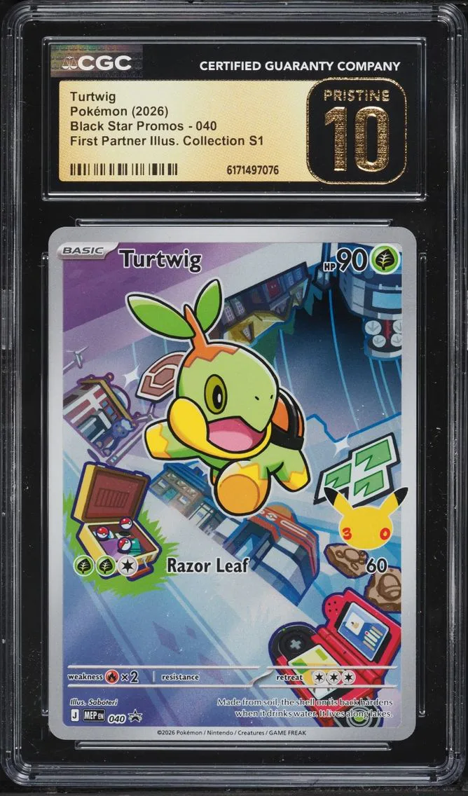 2026 Pokemon Mega Promo First Partner Illustration Full Art Turtwig #40 CGC 10 PRISTINE