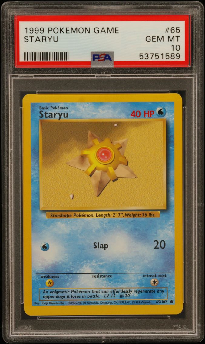 1999 #65 Staryu PSA 10 Game