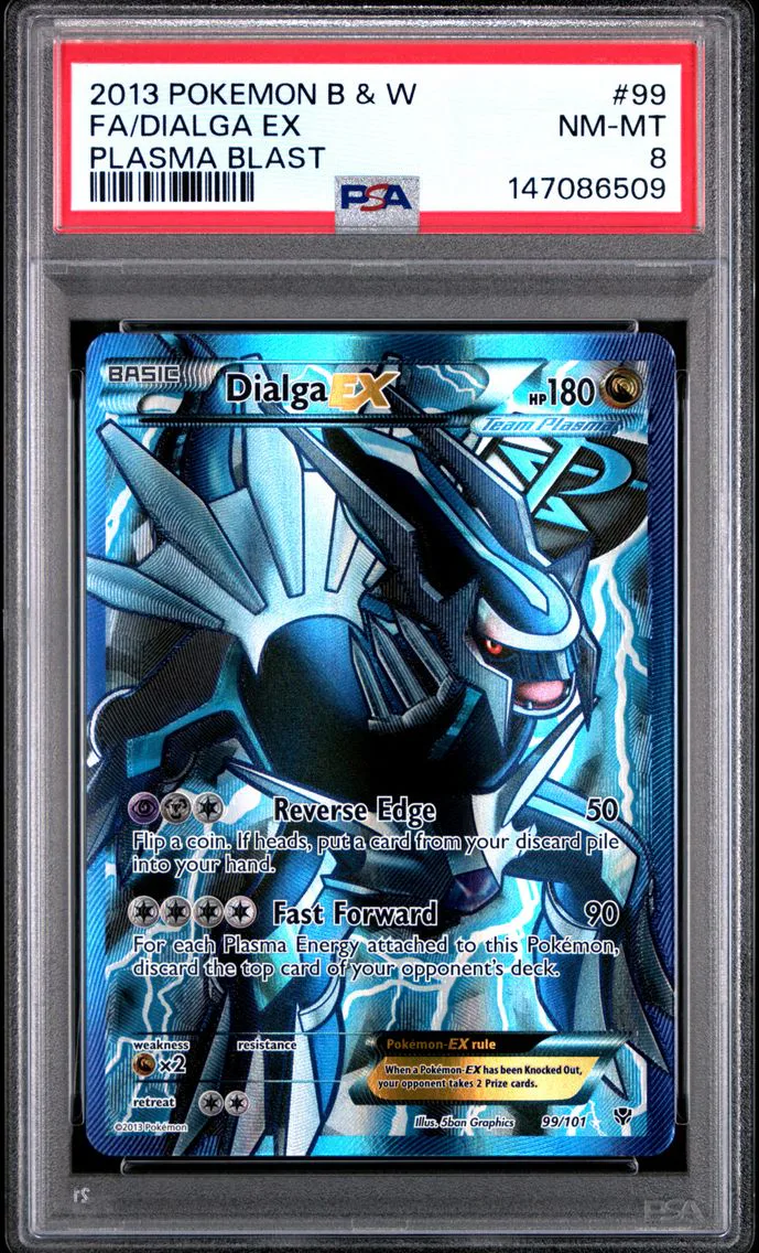 2013 #99 Full Art/Dialga EX PSA 8 Black & White Plasma Blast Pokemon