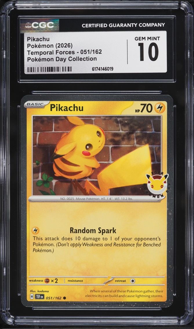 2026 Pokemon Day Collection Temporal Forces Pikachu #51 CGC 10 GEM MINT