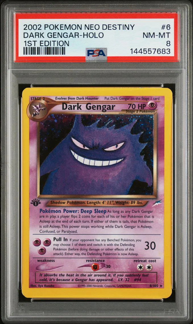 2002 #6 Dark Gengar-Holo 1st Edition PSA 8 Neo Destiny Pokemon