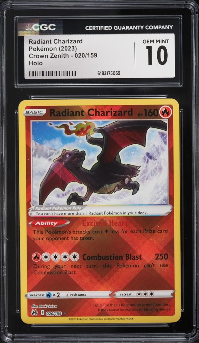 2023 #20 Radiant Charizard CGC 10 Pokemon Sword & Shield Crown Zenith Holo
