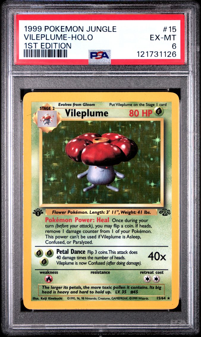 1999 #15 Vileplume-Holo 1st Edition PSA 6 Jungle Pokemon
