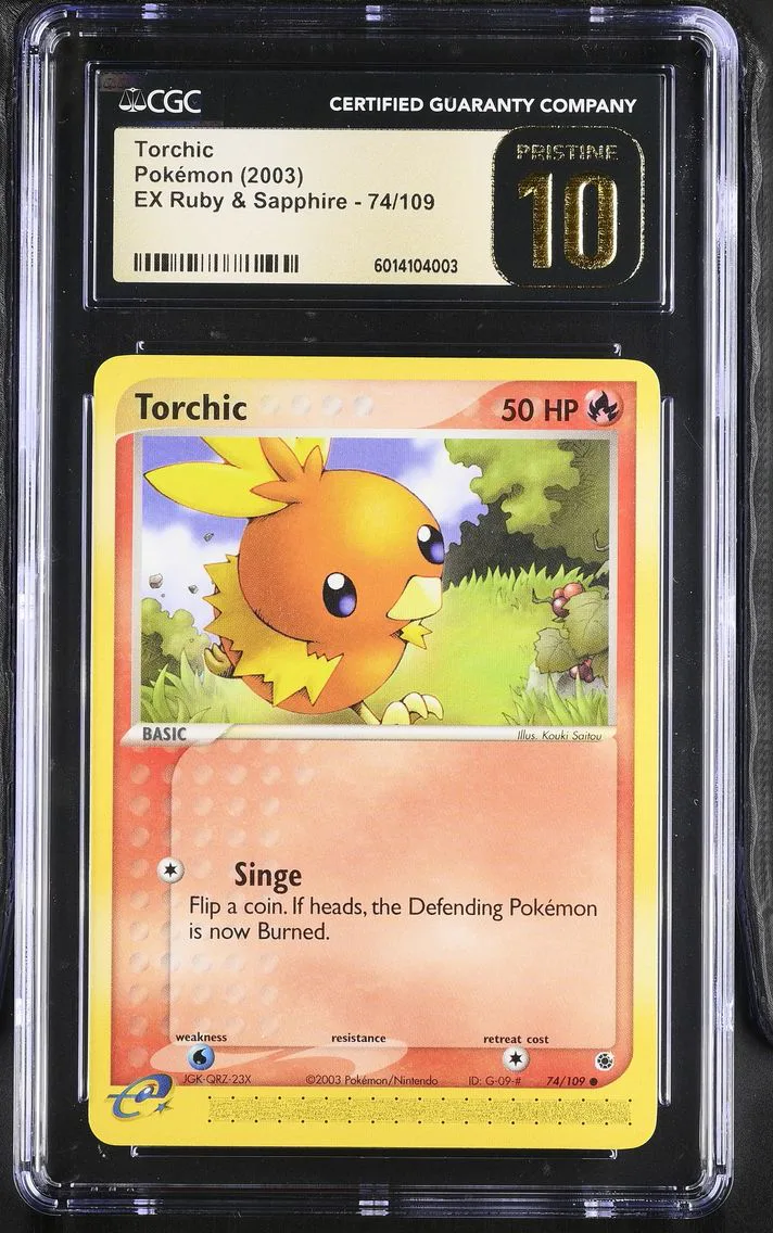 2003 #74 Torchic CGC 10 Pristine EX Ruby & Sapphire (2003 Copyright, w/ "e" Symbol) - English