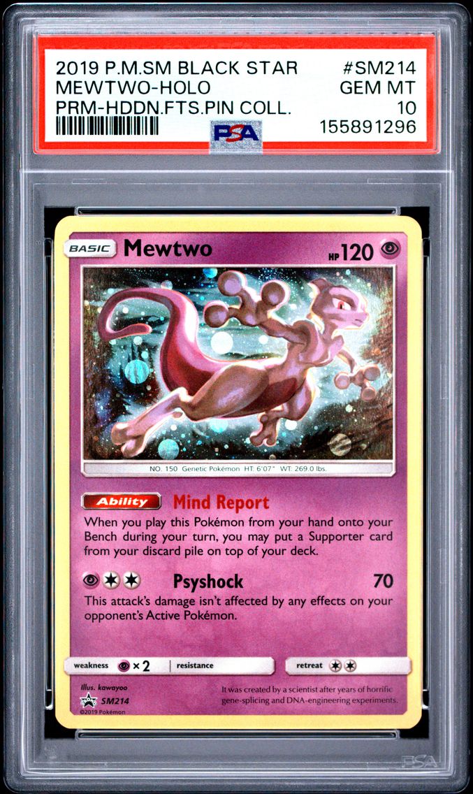 2019 #SM214 Mewtwo-Holo PSA 10 SM Black Star Promo