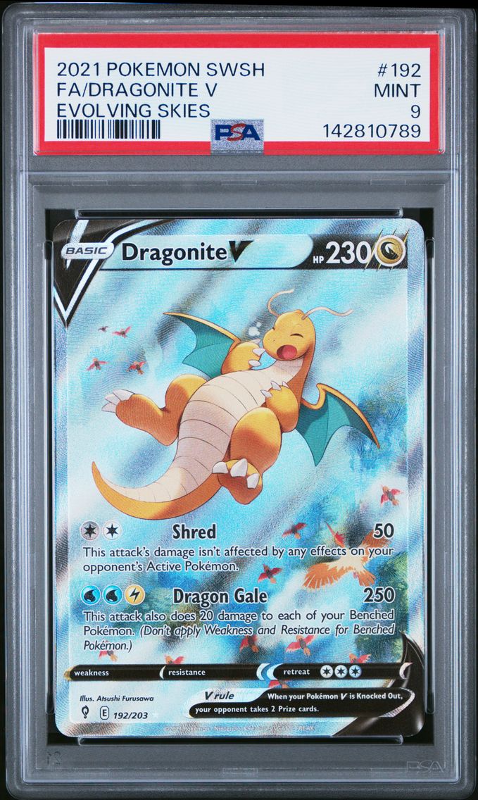 2021 #192 Full Art/Dragonite V PSA 9 Sword & Shield Evolving Skies