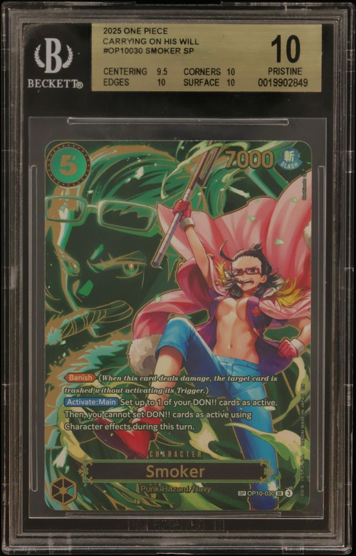 2025 #OP10030 Smoker SP BGS 10 One Piece Card Game Carrying on His Will