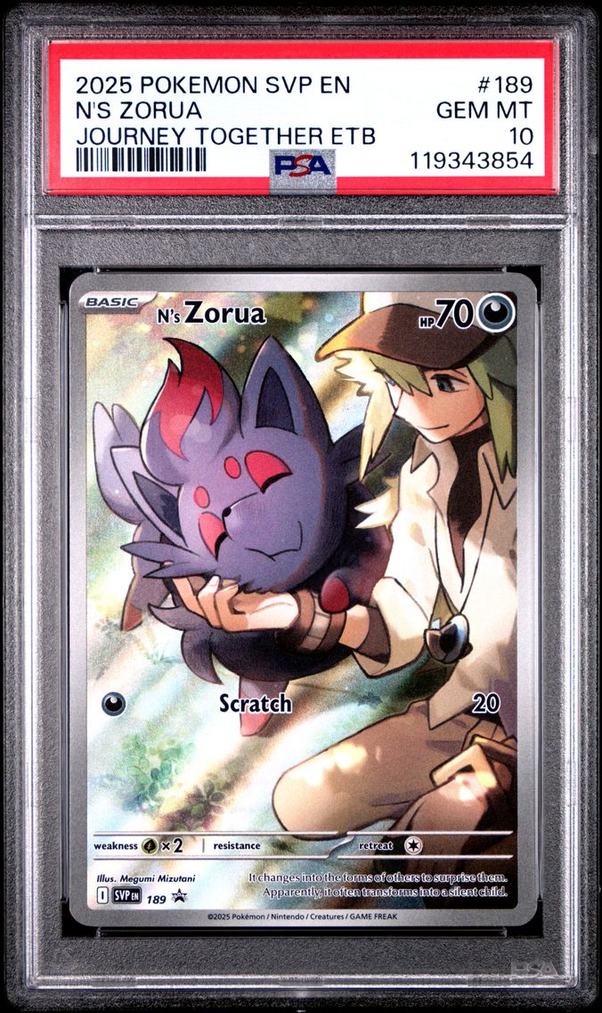 2025 #189 N's Zorua PSA 10 Svp EN-SV Black Star Promo Pokemon