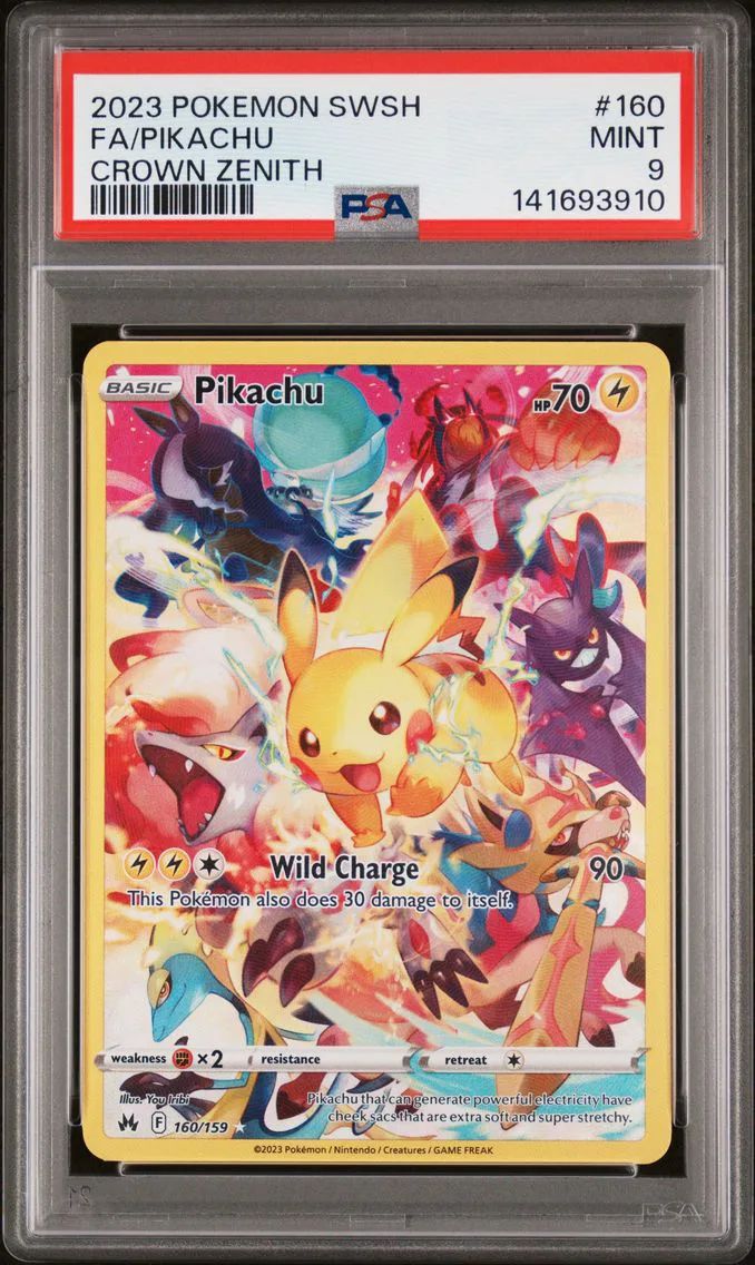 2023 #160 Full Art/Pikachu PSA 9 Sword and Shield Crown Zenith Pokemon