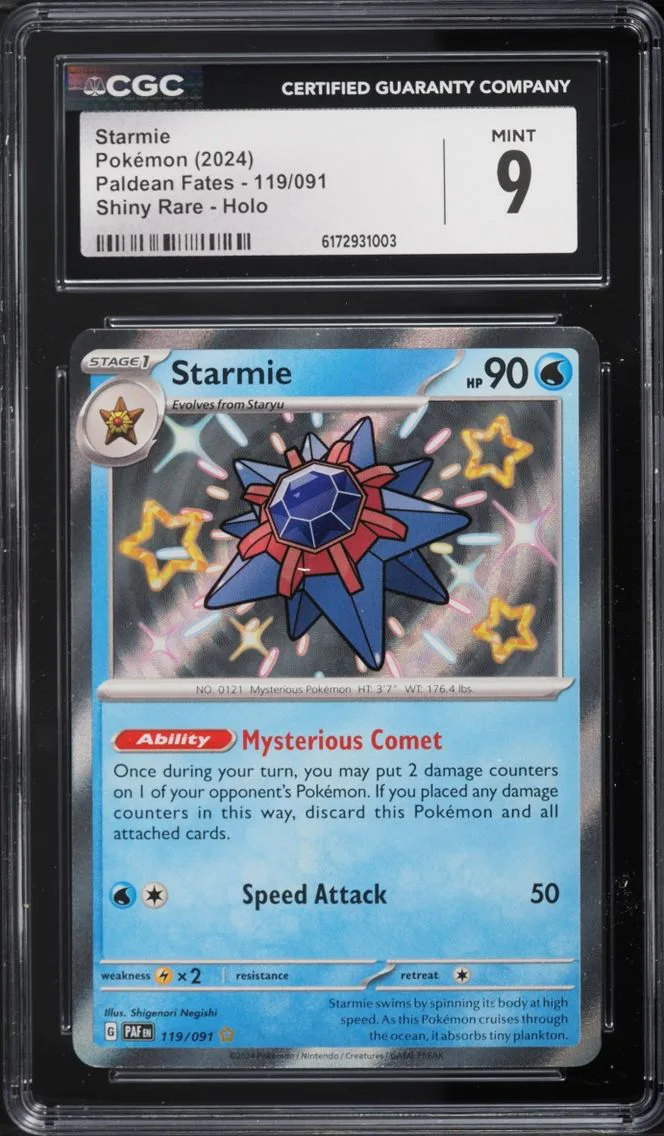 2024 Pokemon Scarlet & Violet Paldean Fates Shiny Starmie #119 CGC 9 MINT