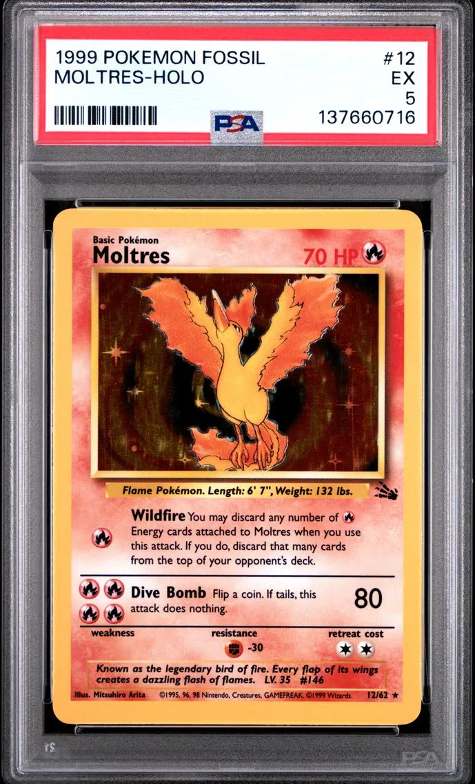 1999 #12 Moltres-Holo PSA 5 Fossil