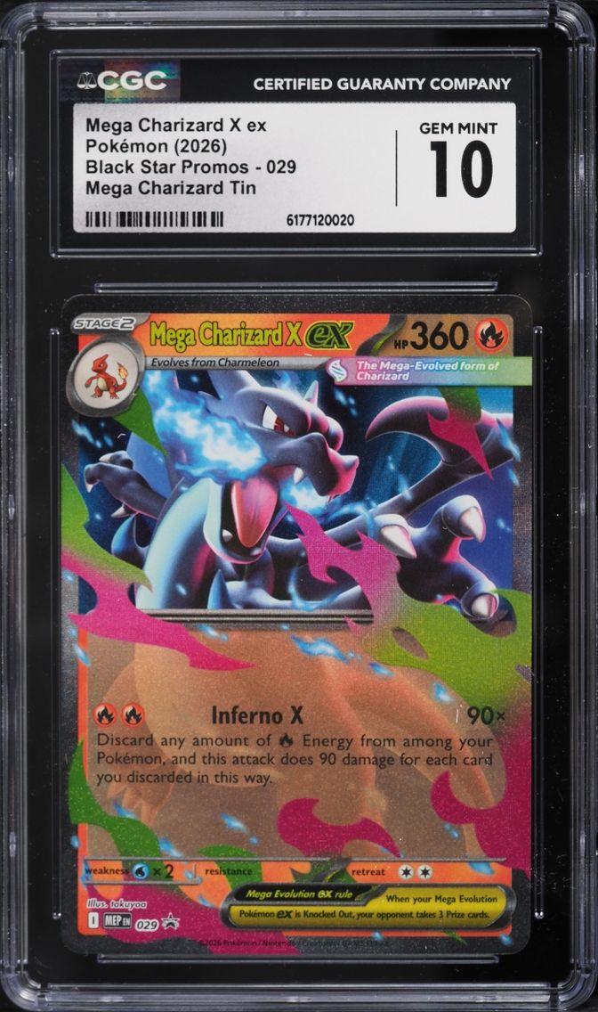 2026 Pokemon Mega Evolution Promo Tin Mega Charizard X Ex #29 CGC 10 GEM MINT
