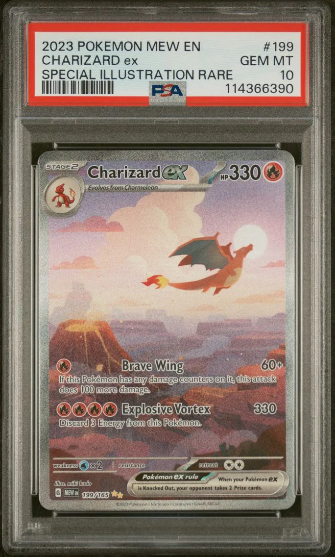 2023 #199 Charizard EX PSA 10 Mew EN-151