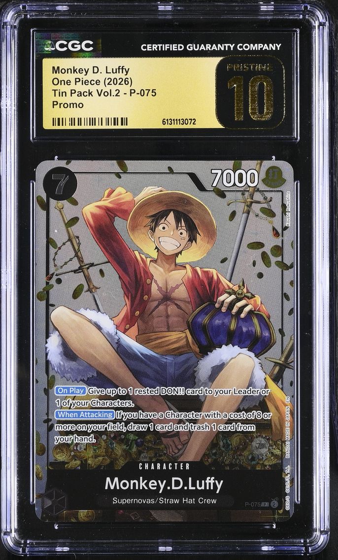 2026 #P-075 Monkey D. Luffy CGC 10 Pristine Tin Pack Vol.2 (Coins In BG) - English