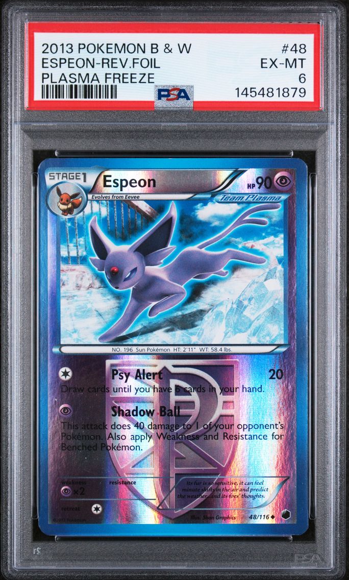 2013 #48 Espeon-Reverse Foil PSA 6 Black & White Plasma Freeze