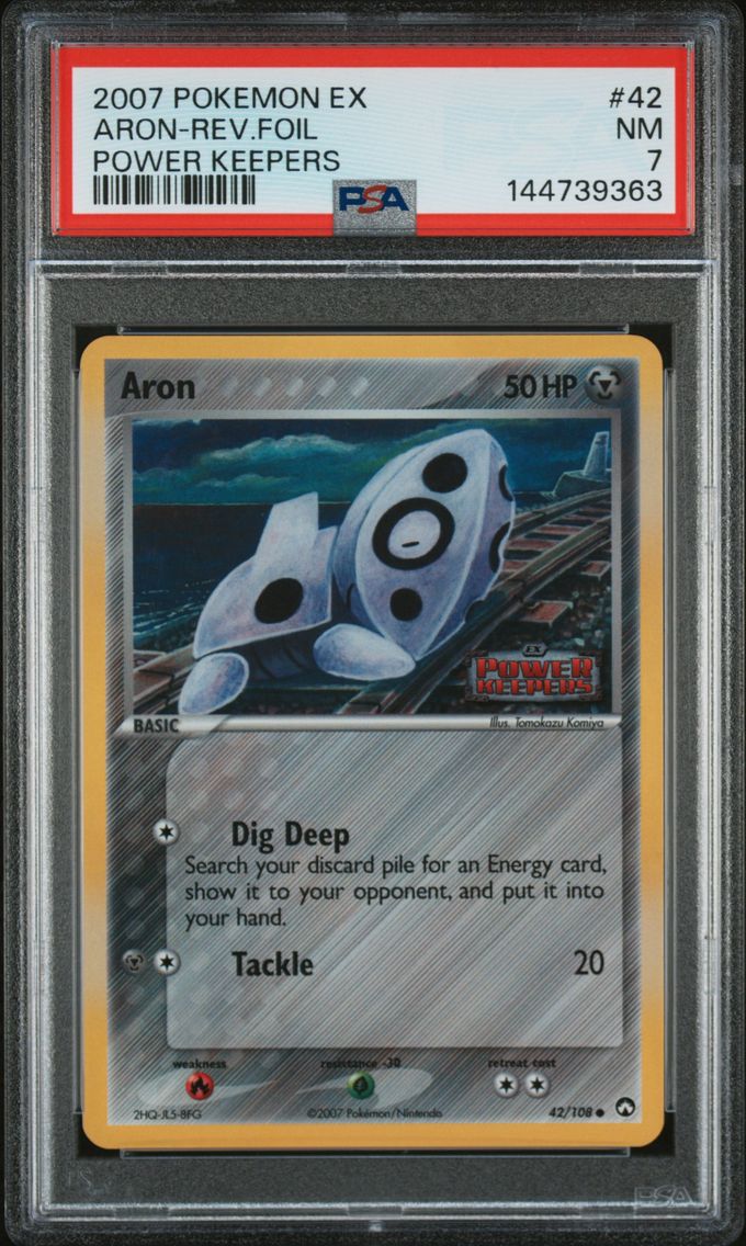 2007 #42 Aron-Reverse Foil PSA 7 EX Power Keepers